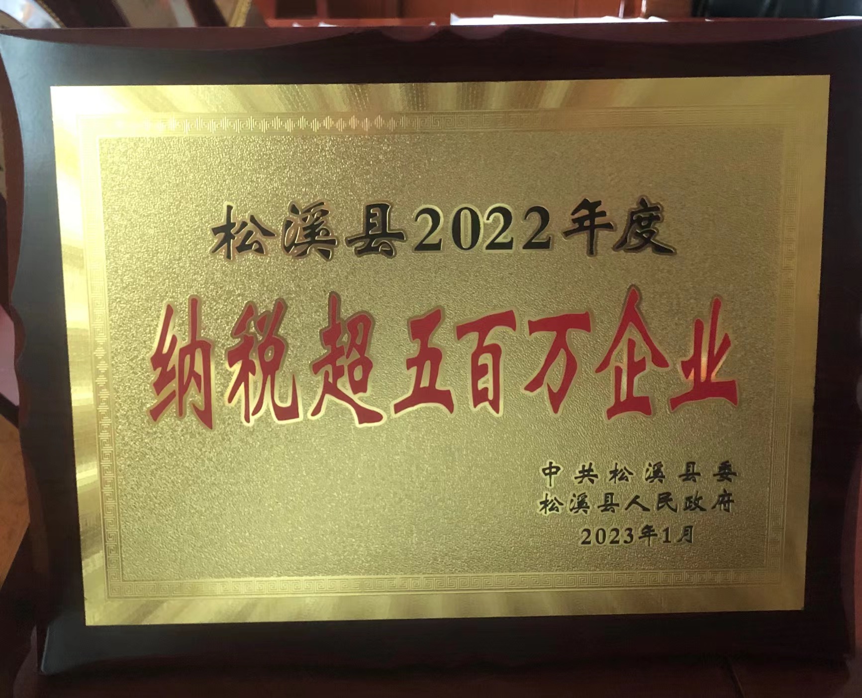 喜報！易順建工集團喜獲“松溪縣2022年度納稅超五百萬企業(yè)”榮譽